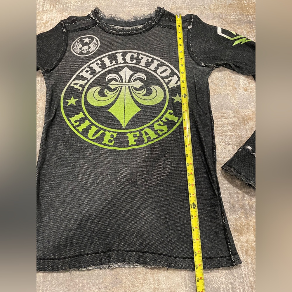 Affliction Thermal Long Sleeve Shirt Graphic Reversible Live Fast Gray Medium - Picture 8 of 9
